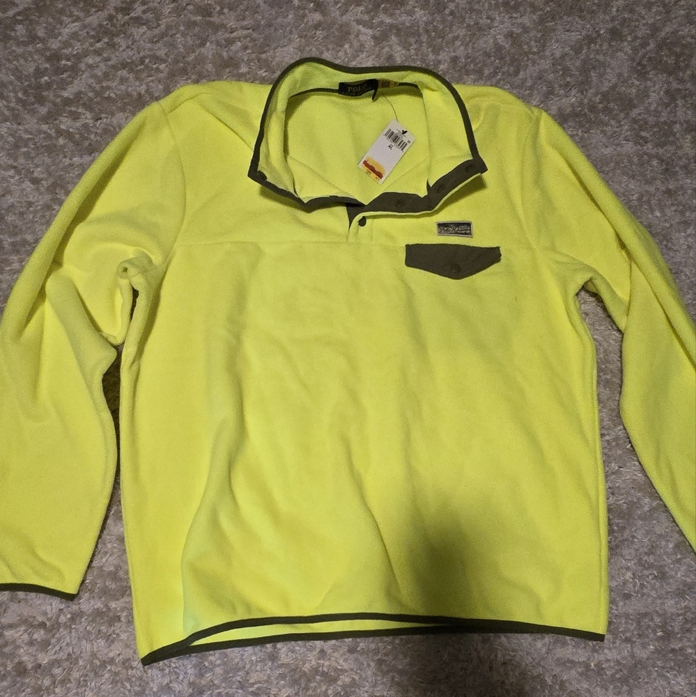 Polo by Ralph Lauren Neon Yellow Sweatshirt with Olive Accents